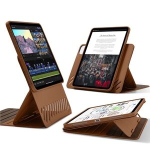 detachable 12.9 iPad Pro case brown angle 360 case cover pleather